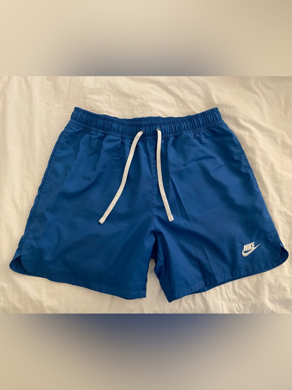 Nike Men’s Royal Blue Athletic Shorts with White Drawstrings